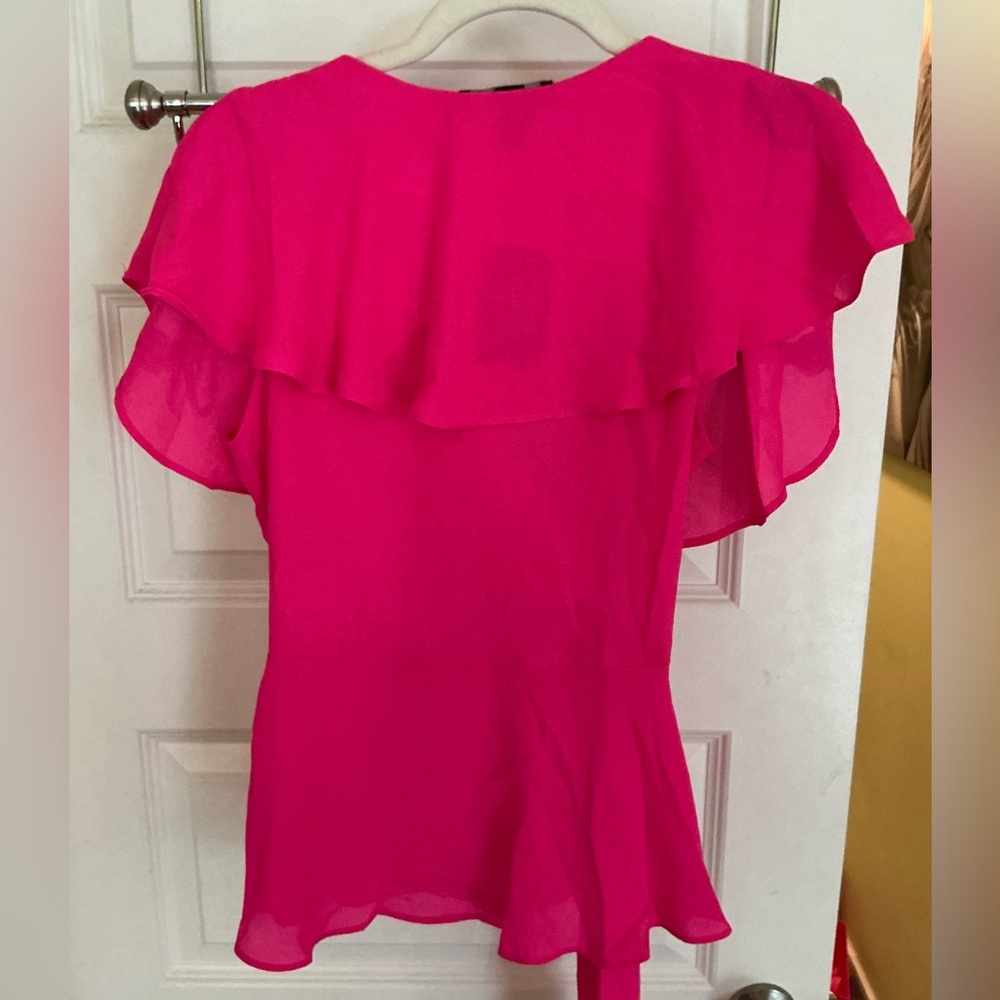 Pink Ruffled Wrap Top - Picture 2 of 4